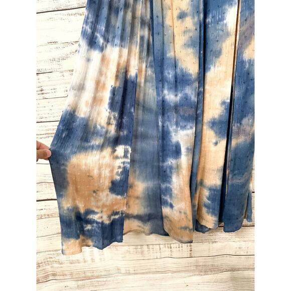 Blue Blush Women's Wide Slit Leg Opening Strapless Jumpsuit Tan Blue Medium - Picture 4 of 10